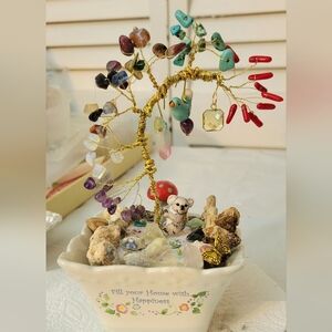 Colorful Gemstone Wire Tree in Ceramic Pot